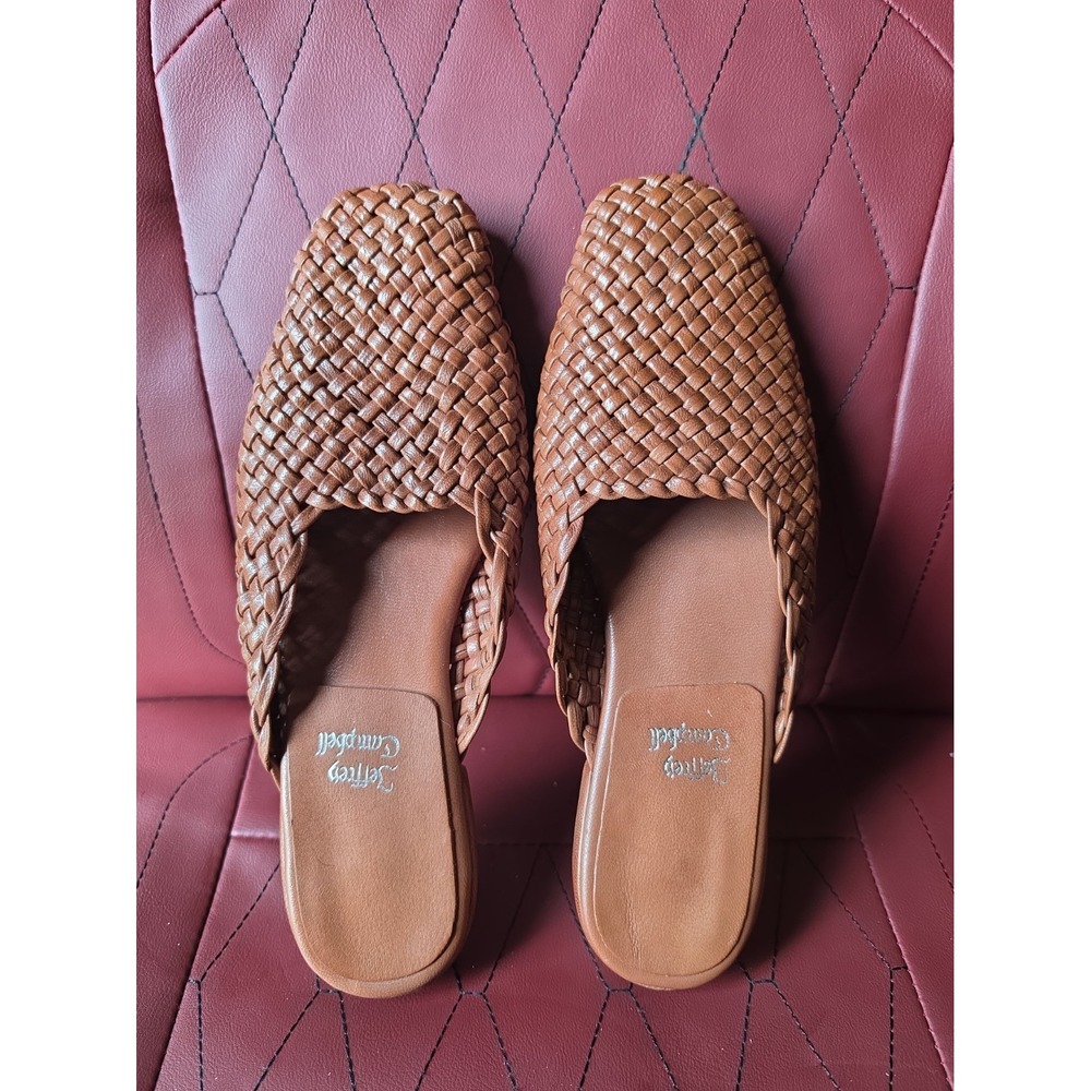 Jeffrey Campbell Brown Kitten Heel Suede Dolci Woven Flats, siz 8/39